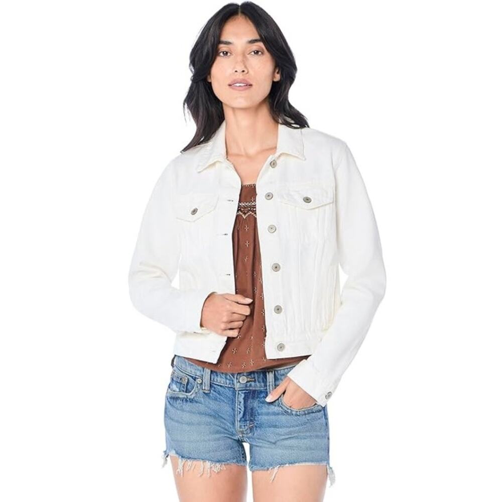 Lucky Brand Women White Cotton Denim Casual Trucker Classic Jacket Size XS